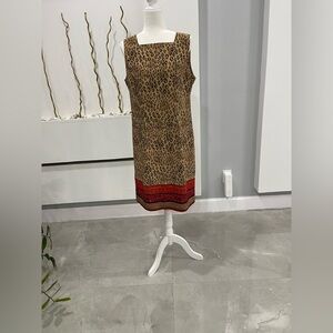 Sag Harbor Leopard Print Mini Dress with Red Border